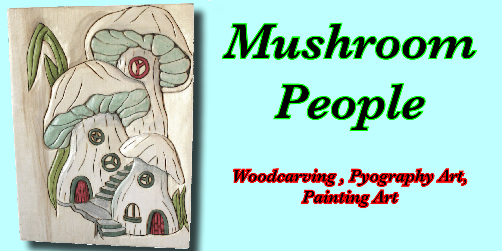 Mushroom People wall art hand-carved and hand-painted true one of a kind artwork